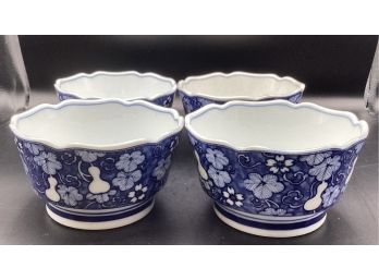 Set Of 4 Flow Blue Style Bowl