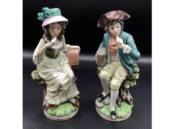 Pair Of Bisque Porcelain Figurines- Man And Woman