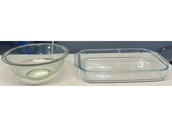 MSE Glass Bowl & Pyrex Glass Cooking Pan - 2 Pieces