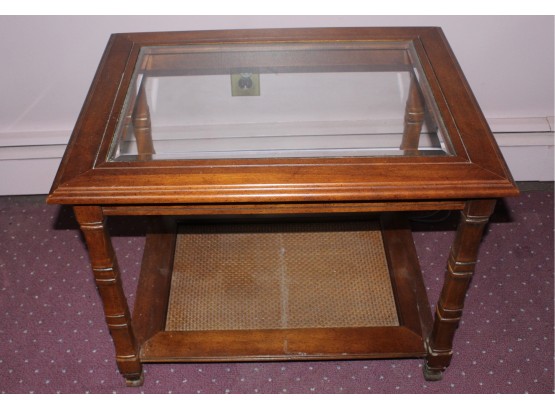 Pair Of Glass Top End Tables (R006)