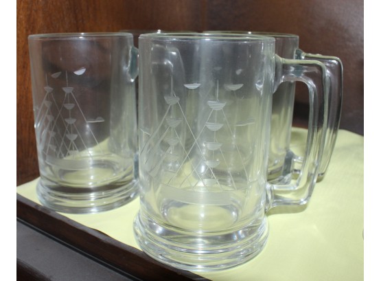 Glass Beer Mugs, 4 (O10)