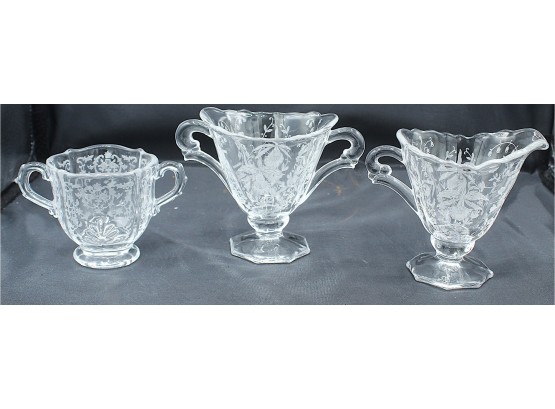 Three Etched Glass Creamers (r137)
