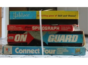 Assorted Vintage Board Games Yahtzee, Spirograph, On Guard & Connect Four  (R176)