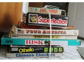 Vintage Board Games Password, Superfection, Your America, Masterpiece, Risk, Othello, Chinese Checkers (R178)