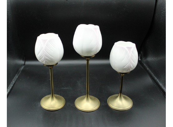 Three White Tulip Glasses (O009)
