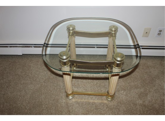 Glass & Brass Accent Table  25 1/2' X 26' X 20' (O088)