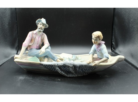Man & Child In Boat Porcelain Figure (O193)