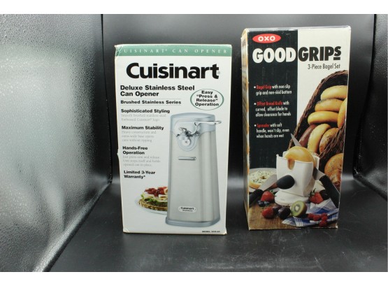 Cuisinart Deluxe Stainless Steel Can Opener & Good Grips 3 Piece Bagel Cutting Set (O156)