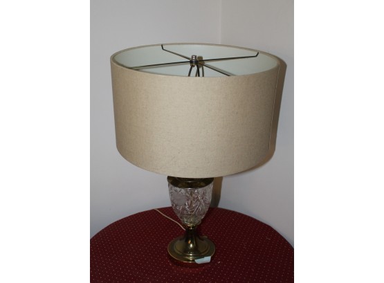 Glass Table Lamp With Tan Shade 25' (o104)