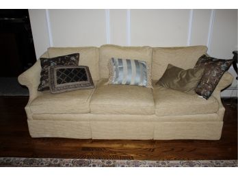 Tan Couch With Pillows 6' 8' X 3' 5' X 2' 10' (O099)