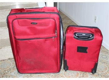 Two Red & Black Samsonite Suitcases (O167)