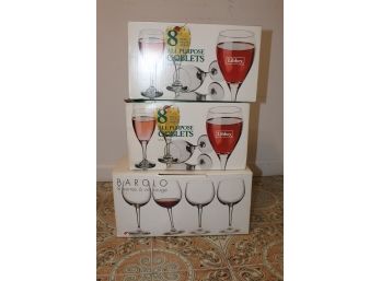 20 Stemmed Glass Ware; Twelve Libbey All Purpose Goblets And Eight Barolo Wine Glasses (O001)
