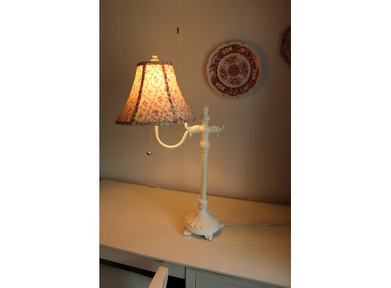 White Lamp With Red & White Shade (145)