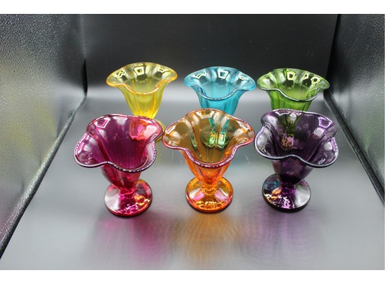 Beautiful Six Pasabahce Colored Dessert Glasses (192)
