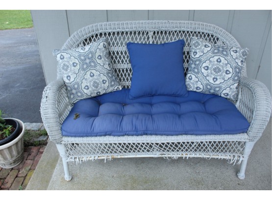 Wicker Bench With Cushions & Pillows 51' X 40' X 21' (101)