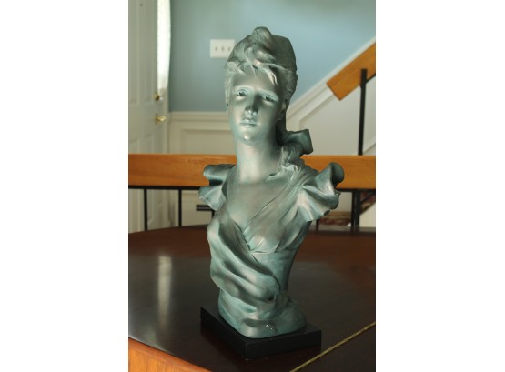 Austin Bust Sculpture Aqua Colored 'Jeanette' By George Coudray 1983 22' Tall (067)