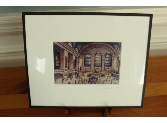 Michale J. Leu New York Cityscape Watercolor Serigraph Etching Print With Stand (063)