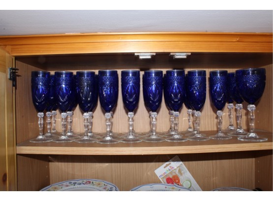 Lot Of Blue Toasting Glasses (120)