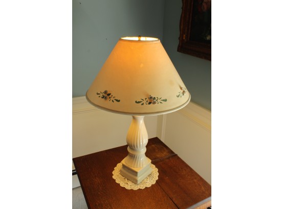 Ivory Colored Lamp With Floral Decorated Shade (072)