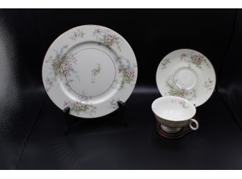 Theodore Haviland New York Plate, Saucer And Tea Cup Apple Blossom Pattern (044)