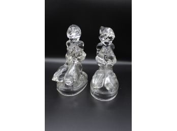 Two Cut Glass Figurines; Girl With Swans (052)