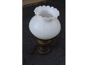 White Milk Glass Hobnail Hurricane Banquet Parlor Lamp (175)