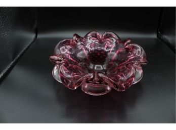 Pink Flower Shaped Fenton Bowl (160)