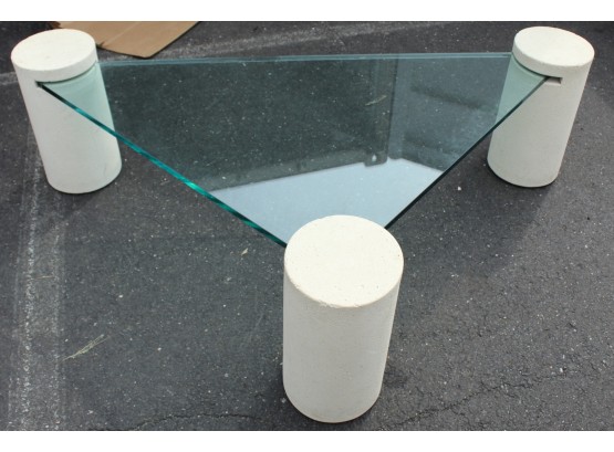 Triangle Glass Top Table With Stone Stands With Slots For Glass (G185)