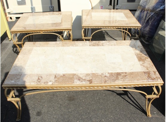 Stunning Marble Top Coffee Table And Two End Tables (G155)