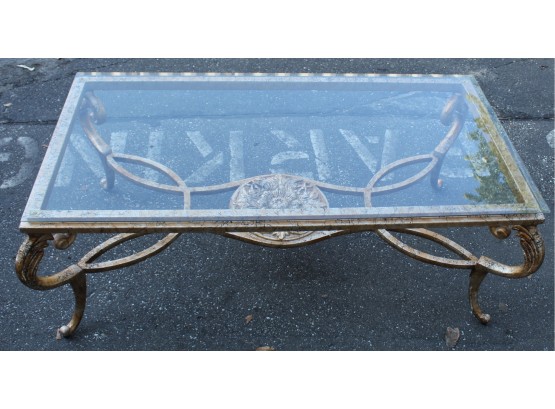 Modern Gold And Black Accent Speckled Glass Top Iron Table (G165)