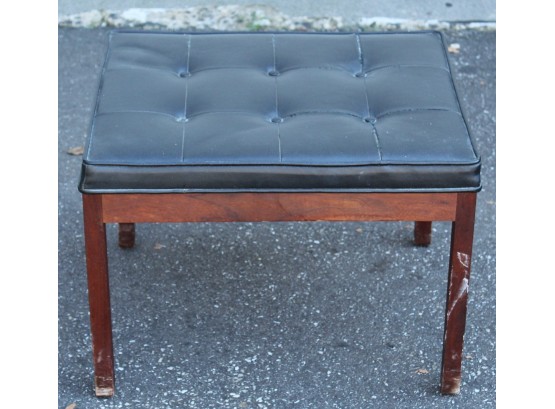 Black Leather Topped Foot Stool (G149)