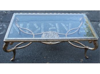 Modern Gold And Black Accent Speckled Glass Top Iron Table (G165)