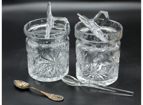 Pair Of Cut Glass Sugar Bowls (87)
