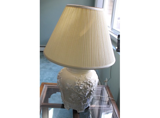 White Floral Embossed Table Lamp 31'H (166)