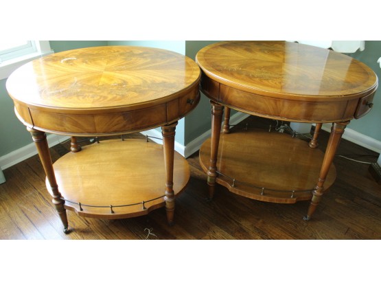 Matching Pair Of End Tables On Wheels (103)