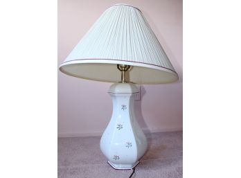 White Ceramic Lamp With Painted Flowers 29'H (136)