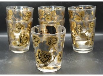 Mid-Century Cocktail Glasses With Painted Gold Roses, 7 (26)