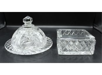 Pair Of Cut Glass Trinket Boxes (12)