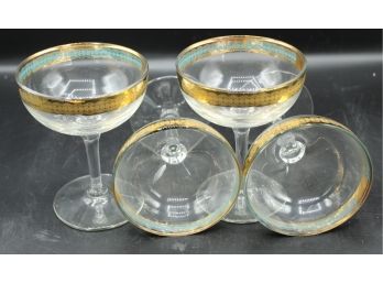 Four Vintage Wine Glasses With Gold Painted Rim (27)