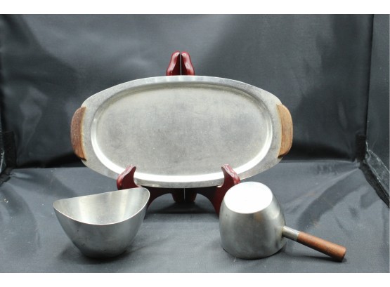 DKF Lundtofte Stainless Steel Denmark Serving Tray, Bowl And Cup With Handle (193)