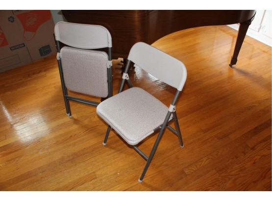 Pair Of  Folding Chairs With Cushions 19' X 30 1/2' X 17 1/2' (044)