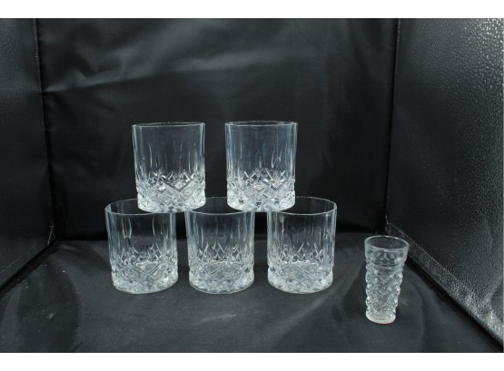 Five Crystal Glasses And One Crystal Shot Glass (199)