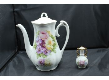 Limoges France Porcelain Teapot & Vase (179)