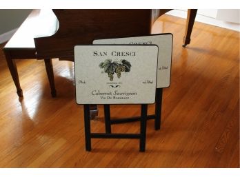 Two San Cresci Folding Snack Tables 14 1/2' X 19' X 25' (043)
