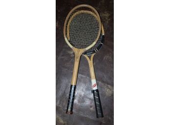 Two Wooden Sports Craft Tennis Rackets (O135)