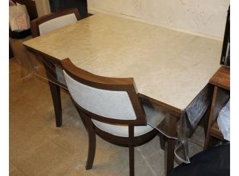 Kitchen Table With 4 White Cushioned Chairs (O179)