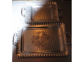 Two Cromwell Hand Wrought Aluminum Serving Trays  (R154)