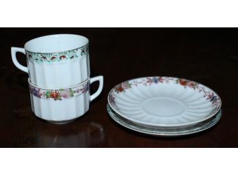 Two K.S Porcelain Cups And Saucers Made In Occupied Japan (R176)