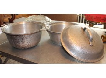 Two VTG Silver Seal Dutch Oven  Pots Hammered Aluminum (R142)