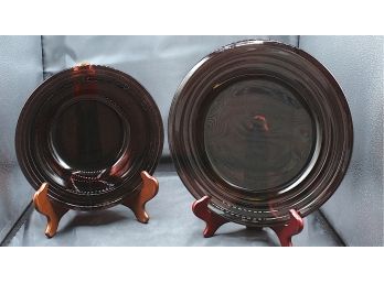 Plum Colored Plate & Bowl (O124)